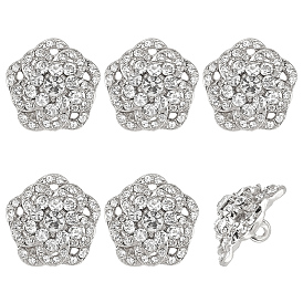 6 шт. 1-отверстие кнопки из цинкового сплава, со стразами, цветок
