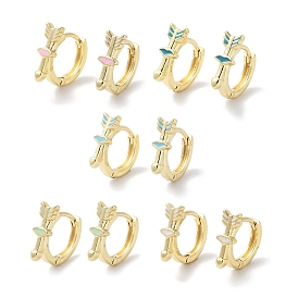 Real 18K Gold Plated Brass Enamel Arrow Hoop Earrings for Women