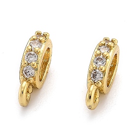 Brass Micro Pave Cubic Zirconia Tube Bails, Loop Bails, Cadmium Free & Lead Free, Oval