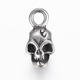 316 Surgical Stainless Steel Charms, Skull