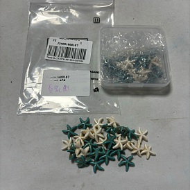 60Pcs 2 Styles Synthetic Turquoise Beads, Dyed, Starfish/Sea Stars
