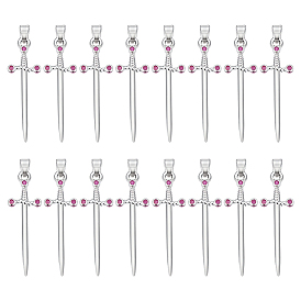 16Pcs Brass Micro Pave Cubic Zirconia Pendants, Sword Charms