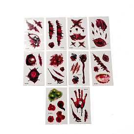 10шт 10 Стиль Хэллоуин ужас реалистичные кровавые раны шрам съемные временные водонепроницаемые татуировки бумажные наклейки, прямоугольные