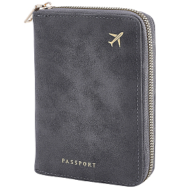 Imitation Leather Zipper Passport Cover, Rectangle