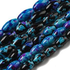Brins de perles de turquoise synthétiques peintes par pulvérisation, ovale