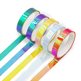 5 Rolls 5 Colors Laser Style Adhesive Paper Tapes, Decorative Sticker Roll Tape, for Card-Making, Scrapbooking, Diary, Planner, Envelope & Notebooks