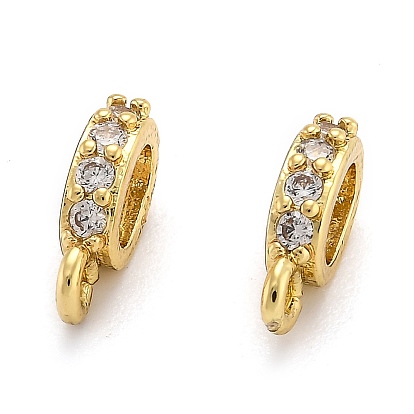 Brass Micro Pave Cubic Zirconia Tube Bails, Loop Bails, Cadmium Free & Lead Free, Oval
