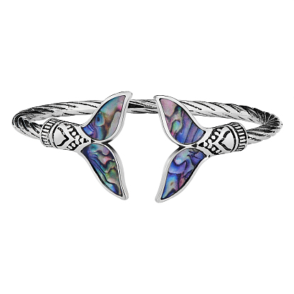 Brazalete de esmalte de aleación de cola de sirena, Regalo de joyería de pulsera abierta de sirena ajustable para mujer