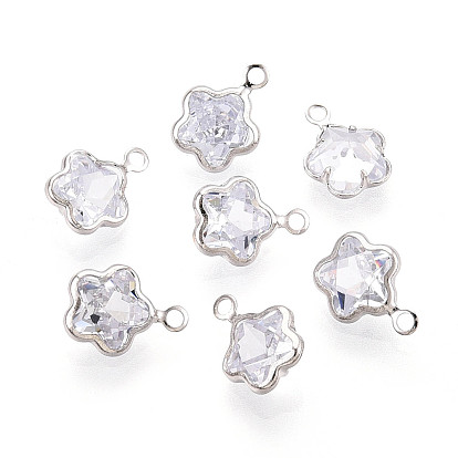 Подвески из латуни с прозрачным фианитом, 