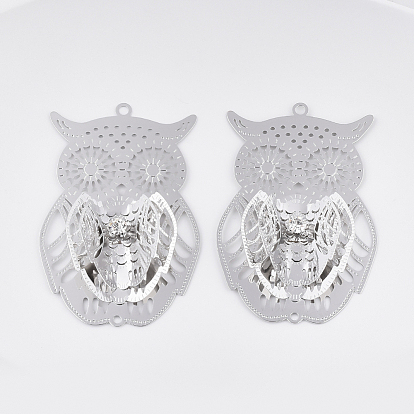 Медные звенья / разъемы, с кристально горный хрусталь, без кадмия, без никеля и без свинца, сова