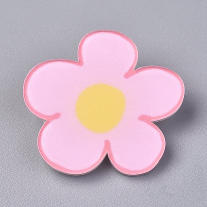 Acrylic Badges Brooch Pins, Cute Lapel Pin, for Clothing Bags Jackets Accessory DIY Crafts, Flower