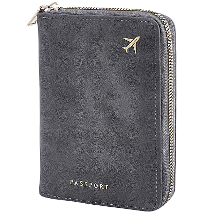 Imitation Leather Zipper Passport Cover, Rectangle