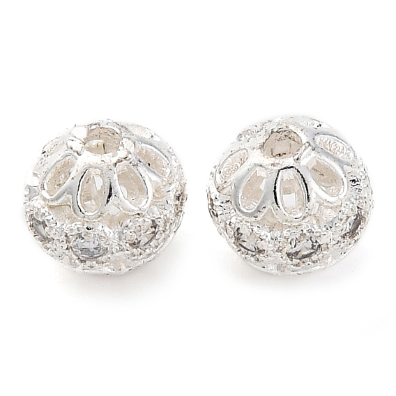 Латунные микро-паве прозрачные кубические цирконии разделители baeds, долговечный, круглые