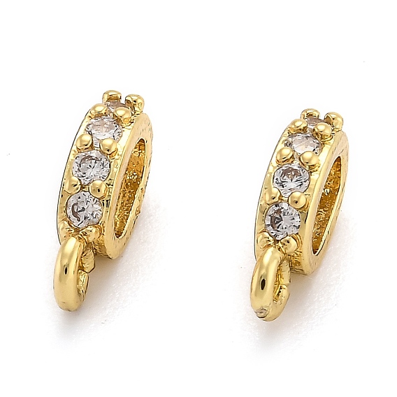 Brass Micro Pave Cubic Zirconia Tube Bails, Loop Bails, Cadmium Free & Lead Free, Oval