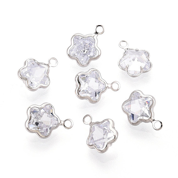 Подвески из латуни с прозрачным фианитом, 