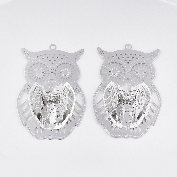 Медные звенья / разъемы, с кристально горный хрусталь, без кадмия, без никеля и без свинца, сова