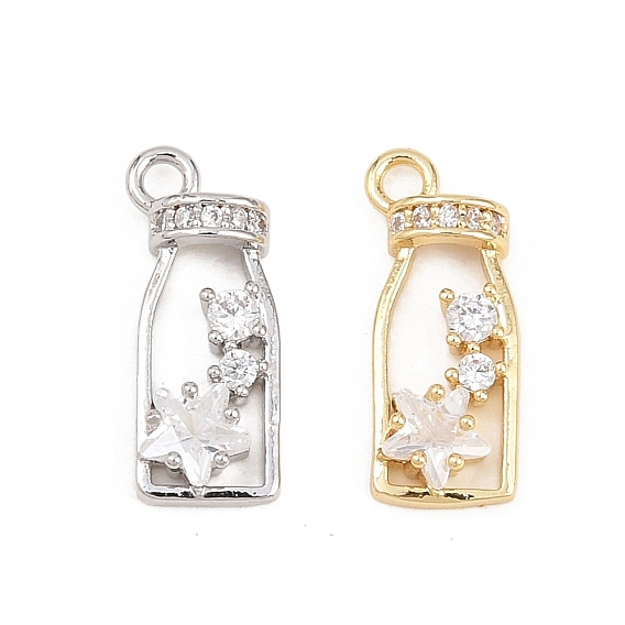 Латунные микропаве прозрачные подвески с фианитом, подвески из бутылки желаний