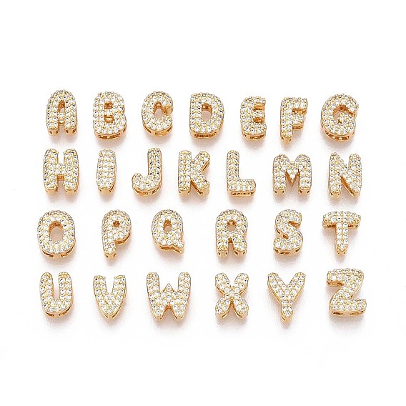 Латунные микропаве из прозрачного кубического циркония, буквы, без никеля 
