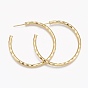 Brass Stud Earrings, Half Hoop Earrings, with Ear Nuts, Long-Lasting Plated, Textured, Ring