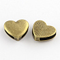 Tibetan Style Heart Alloy Slide Charms, Cadmium Free & Lead Free, 15.5x16.5x6mm, Hole: 12x3mm, about 286pcs/1000g