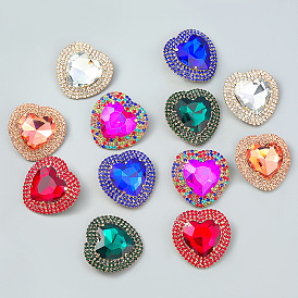 Fashion Colorful Crystal Heart-shaped Glass Diamond Earrings for Women