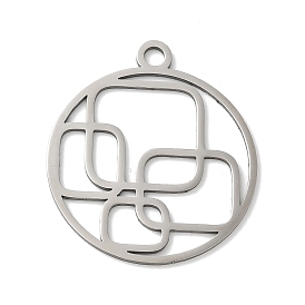 201 подвески из нержавеющей стали, лазерная резка, плоский круглый с квадратным и прямоугольным шармом, анти-тускнение