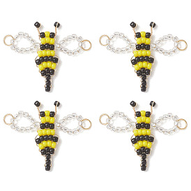 Стеклянные бусины в виде пчел, соединительные подвески, золотые