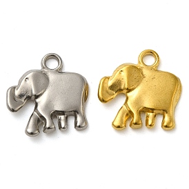 Ion Plating(IP) 304 Stainless Steel Pendants, Elephant Charm