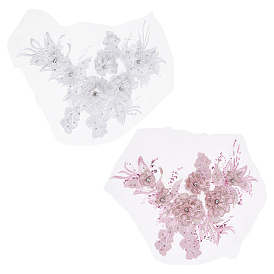 2шт. 2 цвета, цветочные нашивки из химического волокна с вышивкой из хрустальных стразов, пришивные нашивки из ткани, аксессуары для одежды