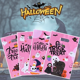 Halloween Pumpkin and Ghost Printed Gift Plastic Bags, Rectangle Candy Wrapping Bags