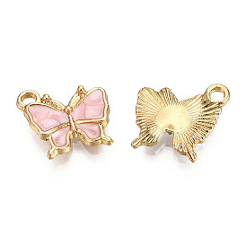 Подвески из легкого позолоченного сплава, с эмалью, бабочка