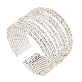 Fashionable Elastic Wide Bracelet with Exaggerated Rhinestones - Sparkling, Trendy, Statement Jewelry.