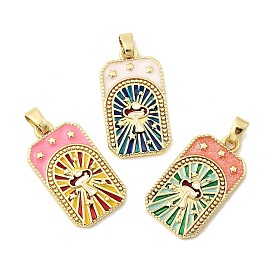 Латунь эмаль подвески, прямоугольник с грибом, без свинца и без кадмия, долговечный, золотые