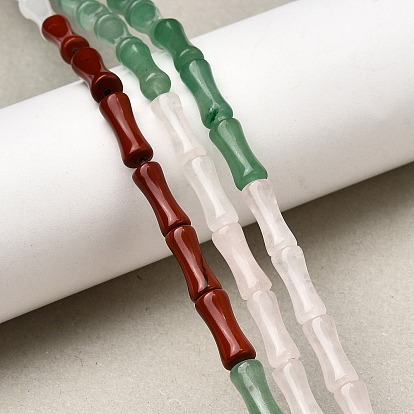 Нити бусин из натурального розового кварца, зеленого авантюрина, красной яшмы, индийского агата и кварцевого кристалла, бамбуковую палку