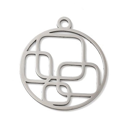 201 подвески из нержавеющей стали, лазерная резка, плоский круглый с квадратным и прямоугольным шармом, анти-тускнение