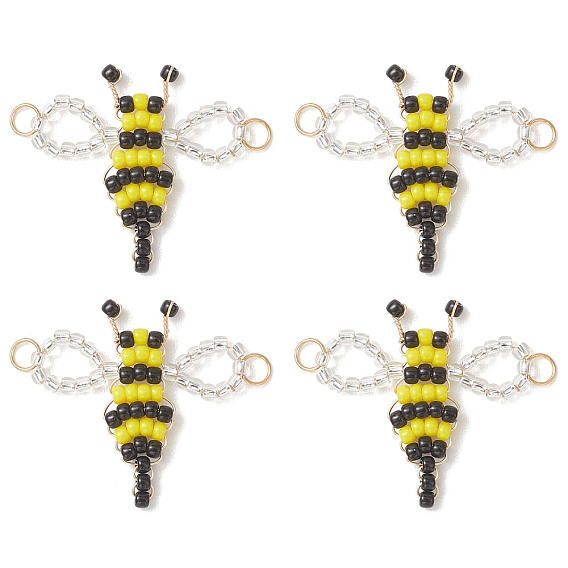 Стеклянные бусины в виде пчел, соединительные подвески, золотые