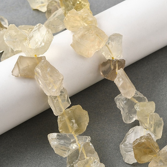 Нити из натуральных бусин лимонного кварца (обработанных нагреванием), грубый необработанный камень, самородки
