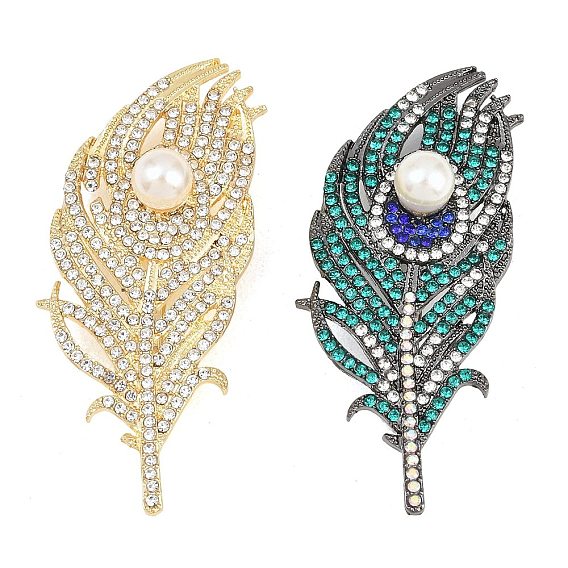 Булавки в форме пера из искусственного жемчуга, штыри отворотом сплава горного хрусталя для одежды рюкзака