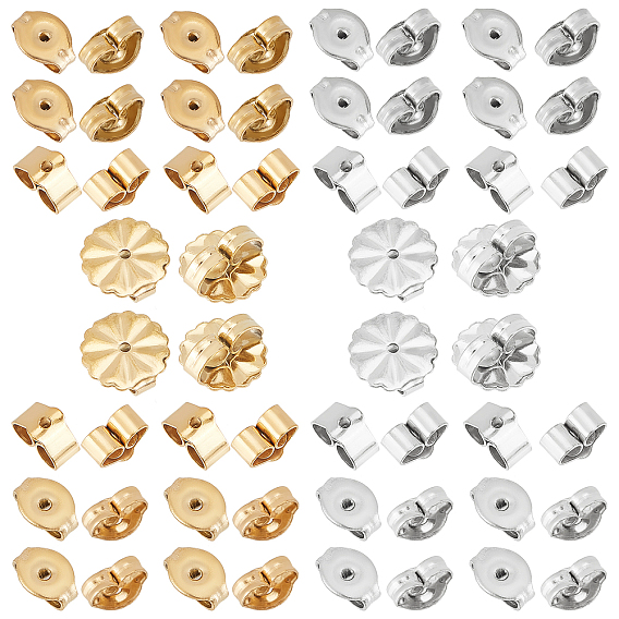 80Pcs 8 Styles Ion Plating(IP) 304 Stainless Steel Ear Nuts, Butterfly Earring Backs for Post Earrings
