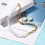Gemstone Chip Beads Jewelry Set, Gemstone Beaded Necklace and Drop Huggie Hoop Earrings for Women, Light Gold