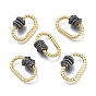 Brass Screw Carabiner Lock Charms, Long-Lasting Plated, for Necklaces Making, Oval