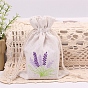 Lavender Pattern Linen Storage Bags, Drawstring Pouches Packaging Bag, Rectangle