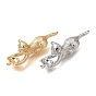 Brass Peg Bails Pendants, Cat Shape, for Half Drilled Beads