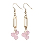 Imitation Jade Glass Dangle Earrings, with 304 Stainless Steel Earring Hooks, Round, Golden