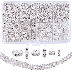 520 шт. Латунные бусины-распорки со стразами, без кадмия и без свинца, прямой фланец, рондель