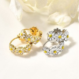 304 серьги из нержавеющей стали для женщин, с эмалью и 316 хирургическими штифтами из нержавеющей стали, ионное покрытие (ip), цветок