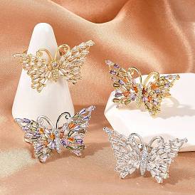 Кольца-бабочки из латуни с микропаве из кубического циркония для женщин