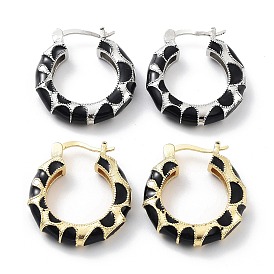 Ring Rack Plating Brass Enamel Hoop Earrings for Women, Long-Lasting Plated, Lead Free & Cadmium Free