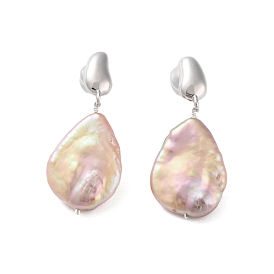 925 Sterling Silver Studs Earring, with Natural Pearl
