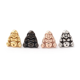 304 Stainless Steel European Beads, Large Hole Beads, Manual Polishing, Buddha